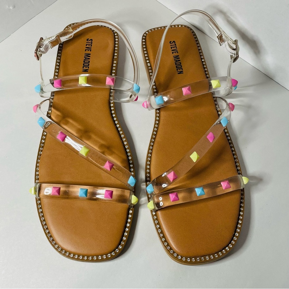 Steve Madden Clear Sandals with Colorful Studs